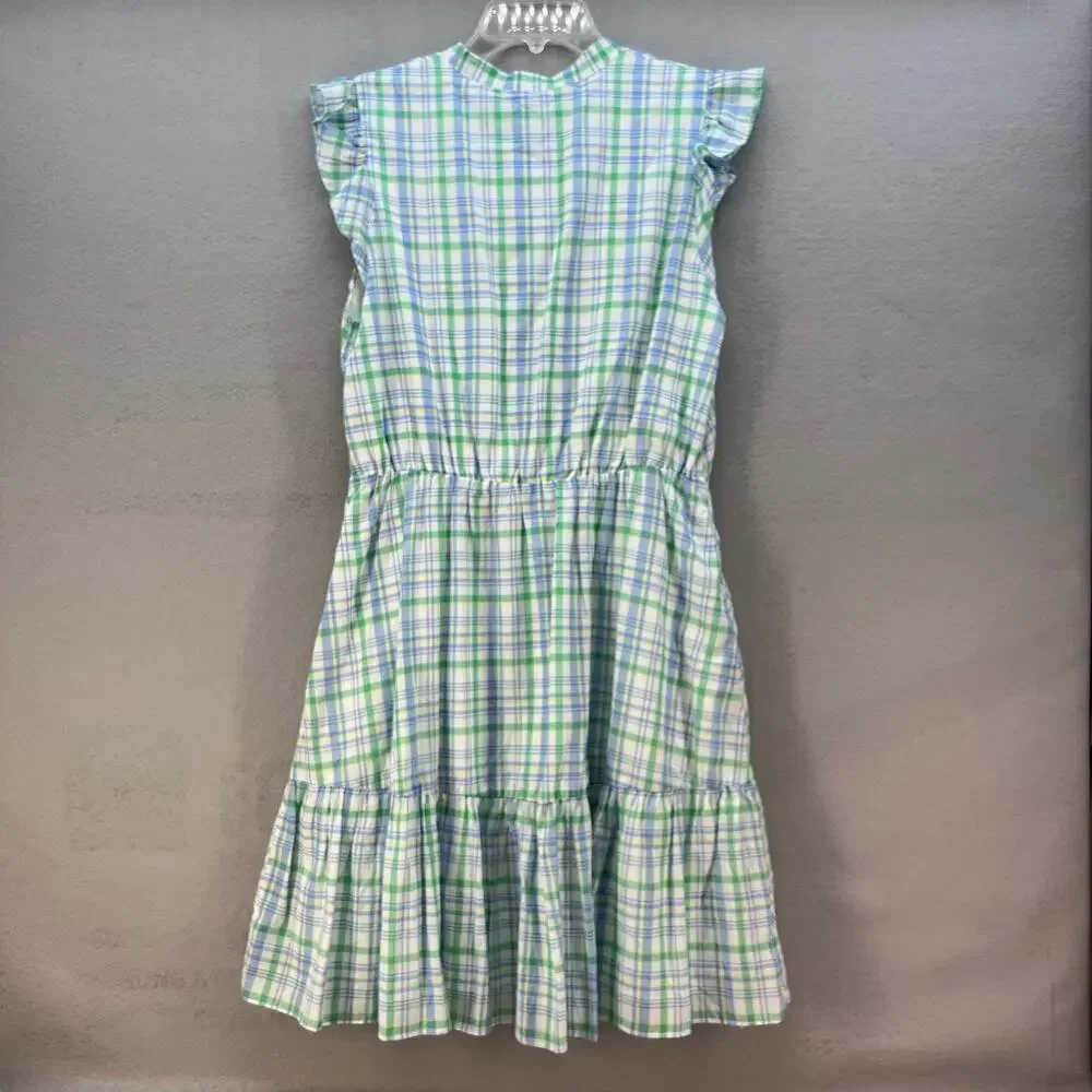Draper James Women's RSVP Dress Size Medium Plaid Preppy Cottagecore Summer - Picture 2 of 10